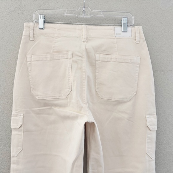 Paige Carly Wide Leg Cargo Pant 31 Cream Neutral Cotton Twill Utility Casual NWT - Picture 10 of 14